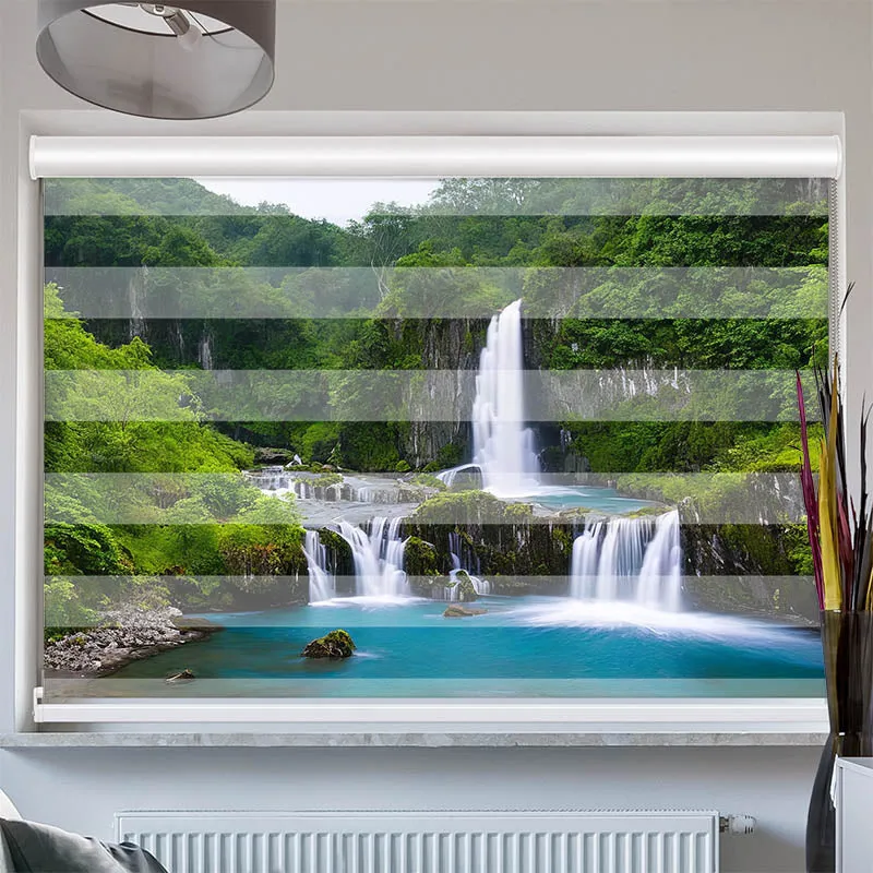 Doppelrollo mit Kassette "Wasserfall im Wald"