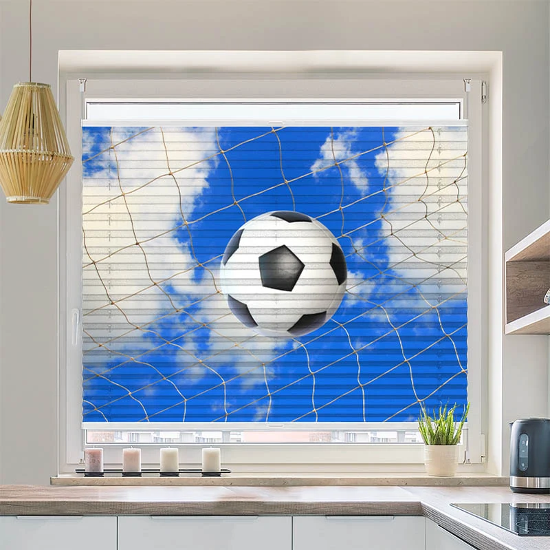 Plissee Motiv "Fussball im Netz"