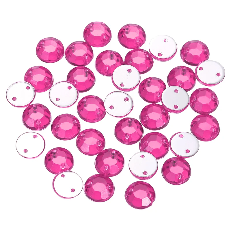 100Pcs Flat Back Sew on Rhinestones Beads, 7mm Crystal Round Gems, Rose Red