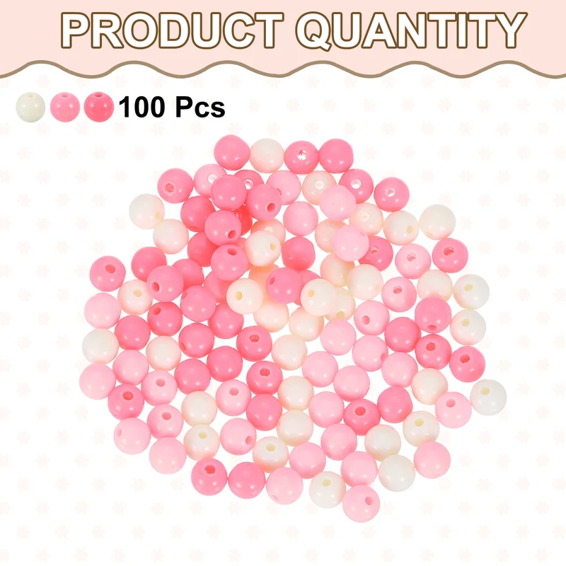 100pcs Cream Pink Acrylic Round Beads 8mm Plastic Resin Loose Bead