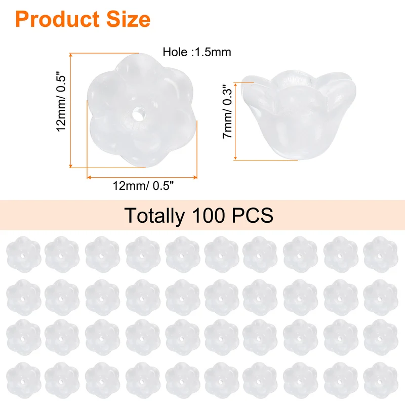 100Pcs Glass Flower Beads for Jewelry Making Loose Bead Charm Jade White