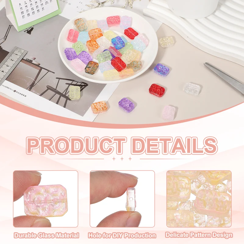 50 Pcs Faceted Crystal Beads for Jewelry Making, Glass Loose Beads, Light Pink