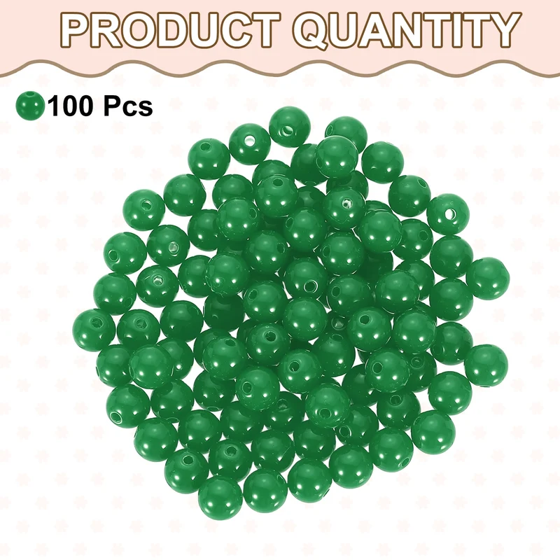100pcs Green Acrylic Round Beads 10mm Plastic Resin Loose Bead