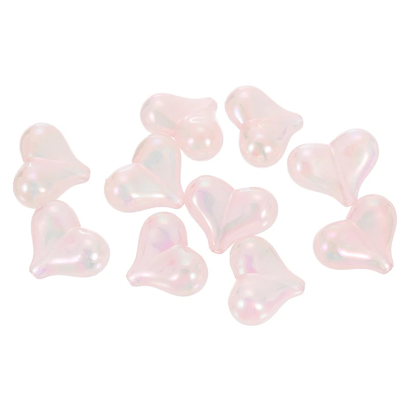 10Pcs Acrylic Heart Focus Beads, 21x17mm Heart Focal Pens Bead (Pink)