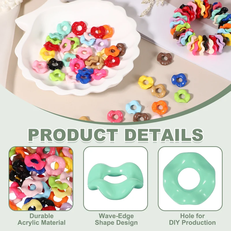 30 Pcs Wavy Spacers, Acrylic Flower Beads Wave Focal Bead, Turquoise Blue