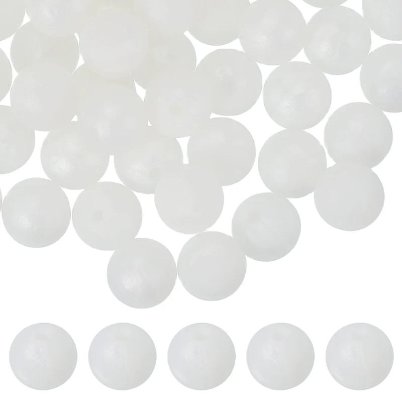 60 Pcs Silicone Beads, 9mm Bulk Beads for Keychain Making, Bright White
