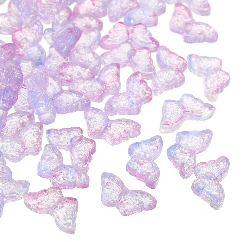 50Pcs Crystal Butterfly Beads 8x15mm Transparent Loose Bead Blue Pink
