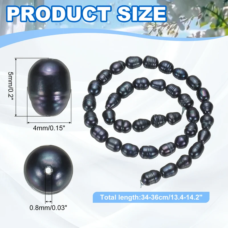 Freshwater Pearl Beads, 4-5mm Rice Shape Pearl String, Black