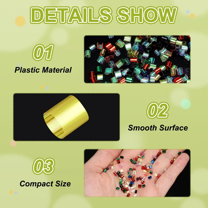 Straw Tube Beads, 150 g 3D Plastic Beads for Crystal Mud Fantasy Yellow