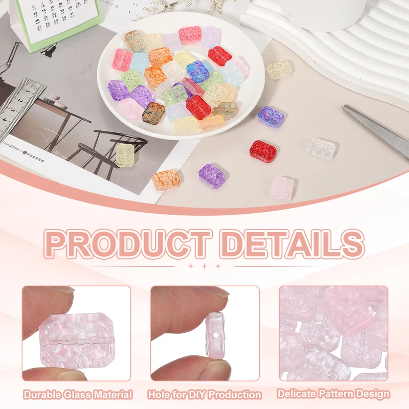 50 Pcs Faceted Crystal Beads for Jewelry Making, Glass Loose Beads, Pink