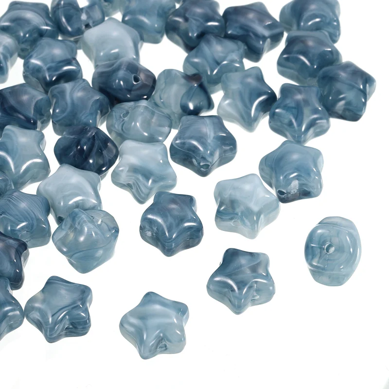 50Pcs Acrylic Star Beads, 11mm Star Shape Charming Loose Bead, Ink