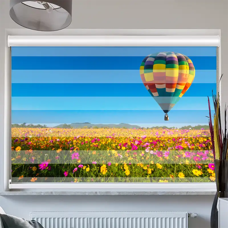 Doppelrollo mit Kassette "Blumenwiese Ballon"