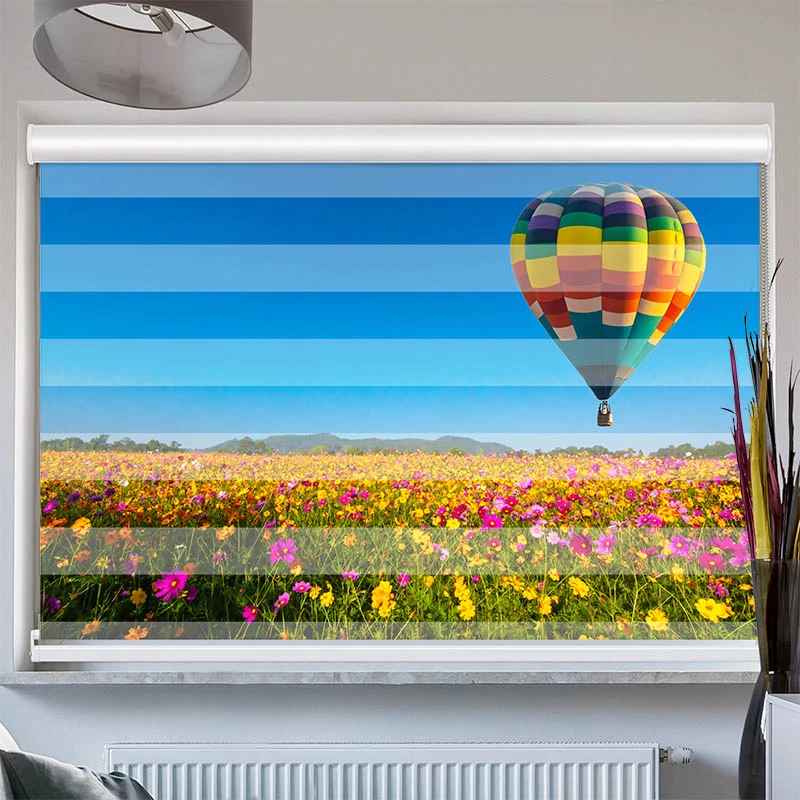 Doppelrollo mit Kassette "Blumenwiese Ballon"