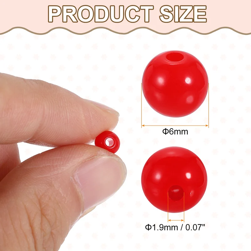 200pcs Light Brown Acrylic Round Beads 6mm Plastic Resin Loose Bead