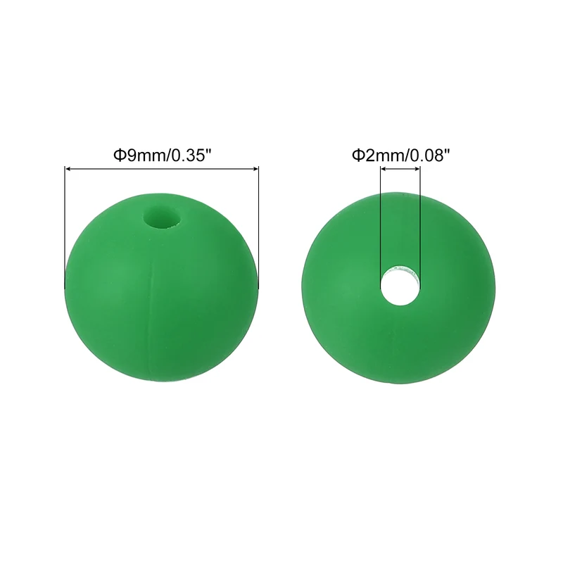 50Pcs 9mm Silicone Beads Round Loose Rubber Bead for DIY Dark Green