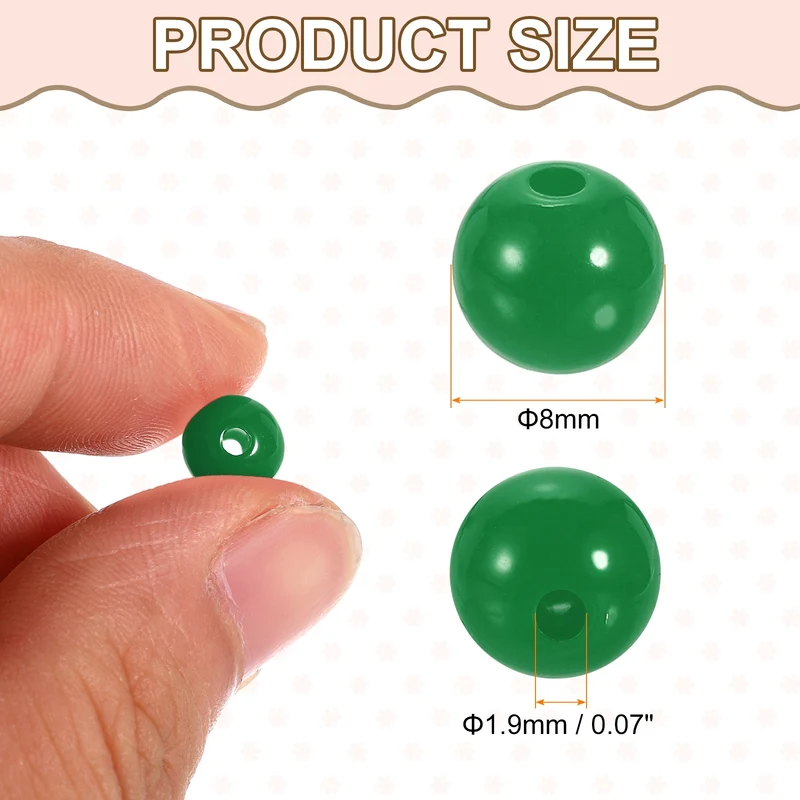 200pcs Green Acrylic Round Beads 8mm Plastic Resin Loose Bead