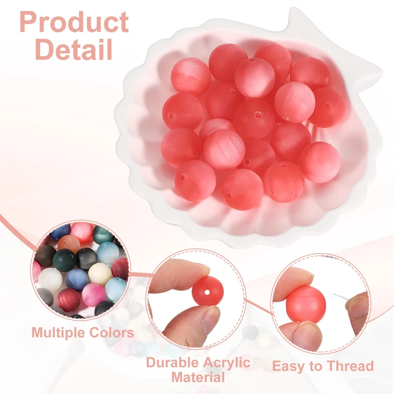 20 Pcs Acrylic Round Beads, 16mm Loose Beads for Jewelry Making, Red