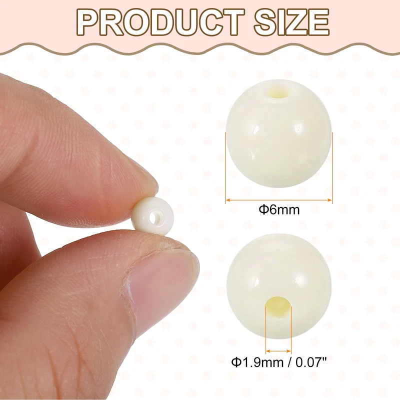 100pcs Creamy White Acrylic Round Beads 6mm Plastic Resin Loose Bead