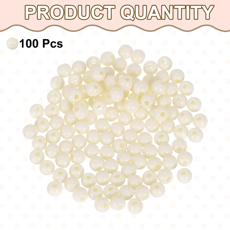 100pcs Creamy White Acrylic Round Beads 6mm Plastic Resin Loose Bead