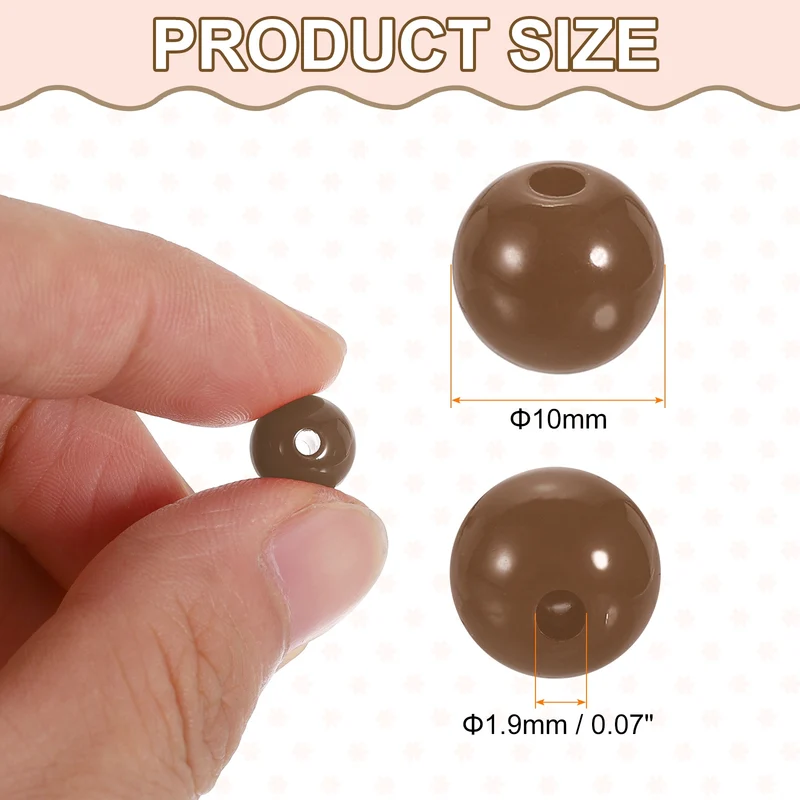 200pcs Deep Brown Acrylic Round Beads 10mm Plastic Resin Loose Bead