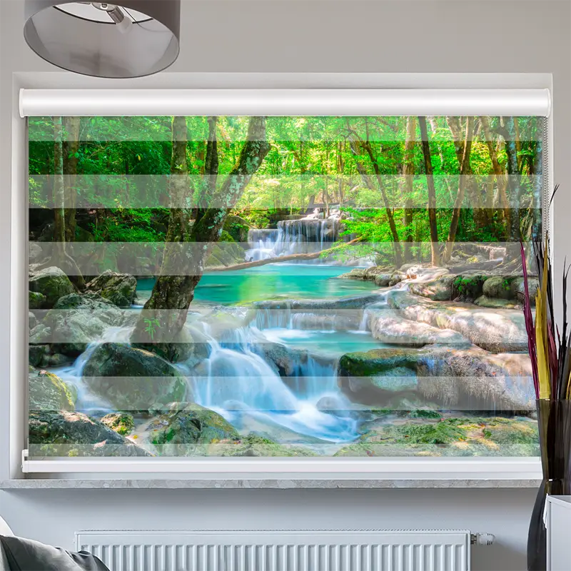 Doppelrollo mit Kassette "Wasserfall im Wald in Thailand"