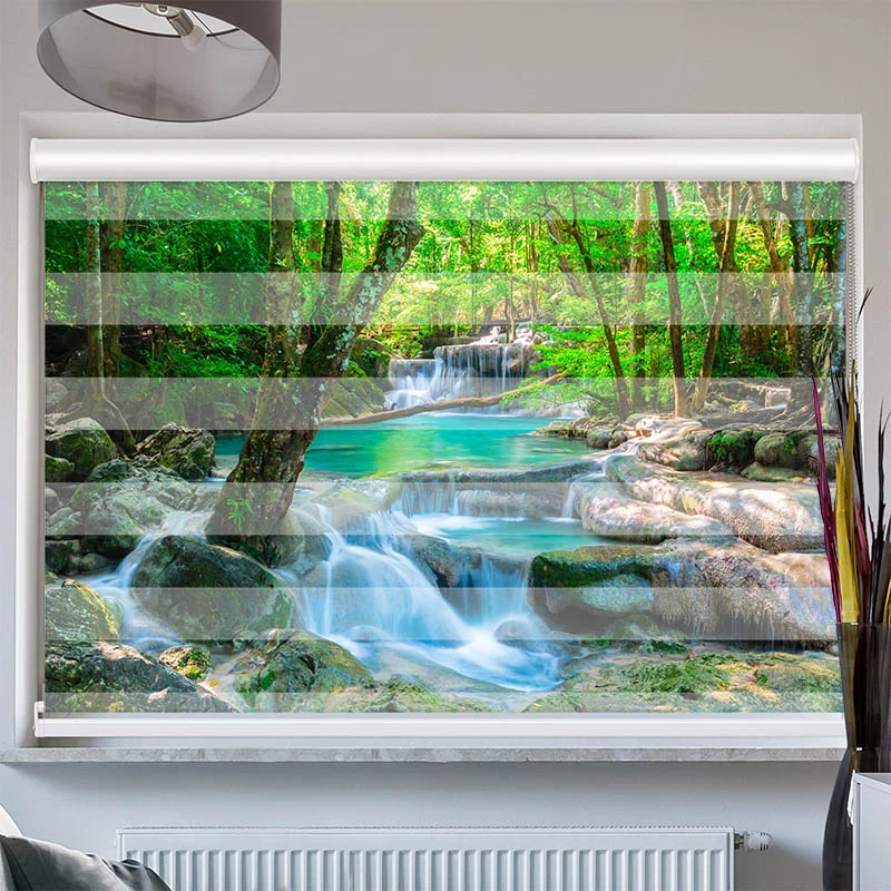 Doppelrollo mit Kassette "Wasserfall im Wald in Thailand"