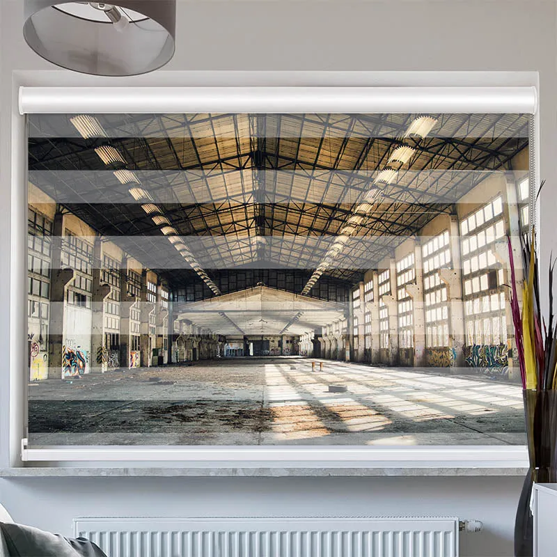 Doppelrollo mit Kassette "Verlassene Industriehalle"