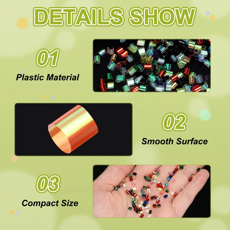 Straw Tube Beads, 70 g 3D Plastic Beads for Crystal Mud Fantasy Orange