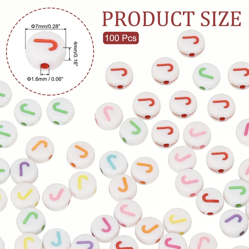 Alphabet Beads, 100 Pcs Rainbow Letter Beads Acrylic Charms, 4x7mm, Letter J