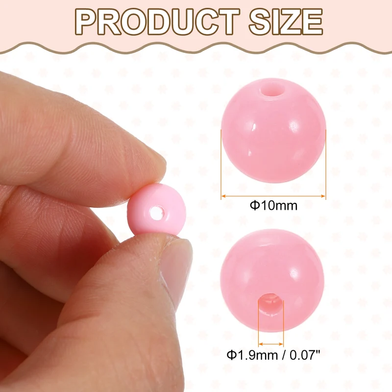 200pcs Cream Purple Acrylic Round Beads 10mm Plastic Resin Loose Bead