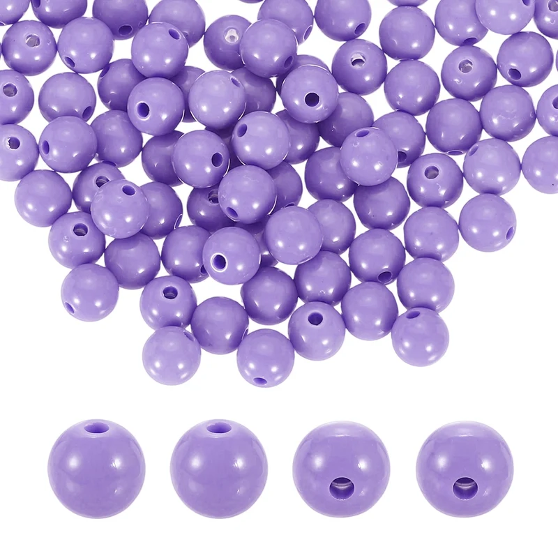 200pcs Light Purple Acrylic Round Beads 8mm Plastic Resin Loose Bead