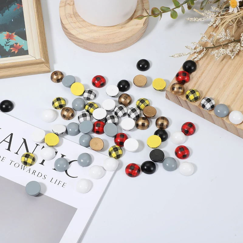 100Pcs Half Wooden Beads 0.6 Inch(15mm) Unfinished Wood Balls White