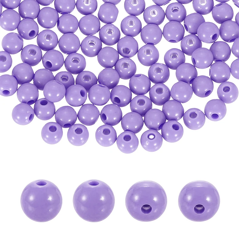 100pcs Light Purple Acrylic Round Beads 6mm Plastic Resin Loose Bead