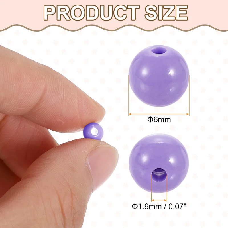 100pcs Light Purple Acrylic Round Beads 6mm Plastic Resin Loose Bead