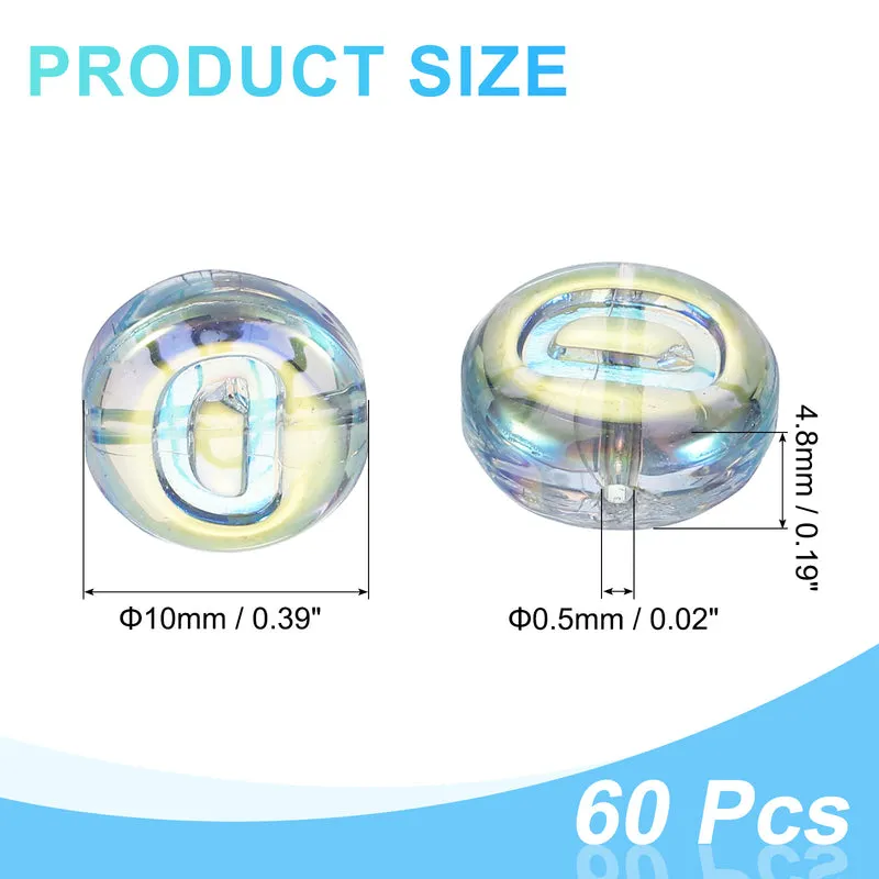 60Pcs Glass Letter Beads, 10mm D Initial Letter Spacer Beads, Blue Green
