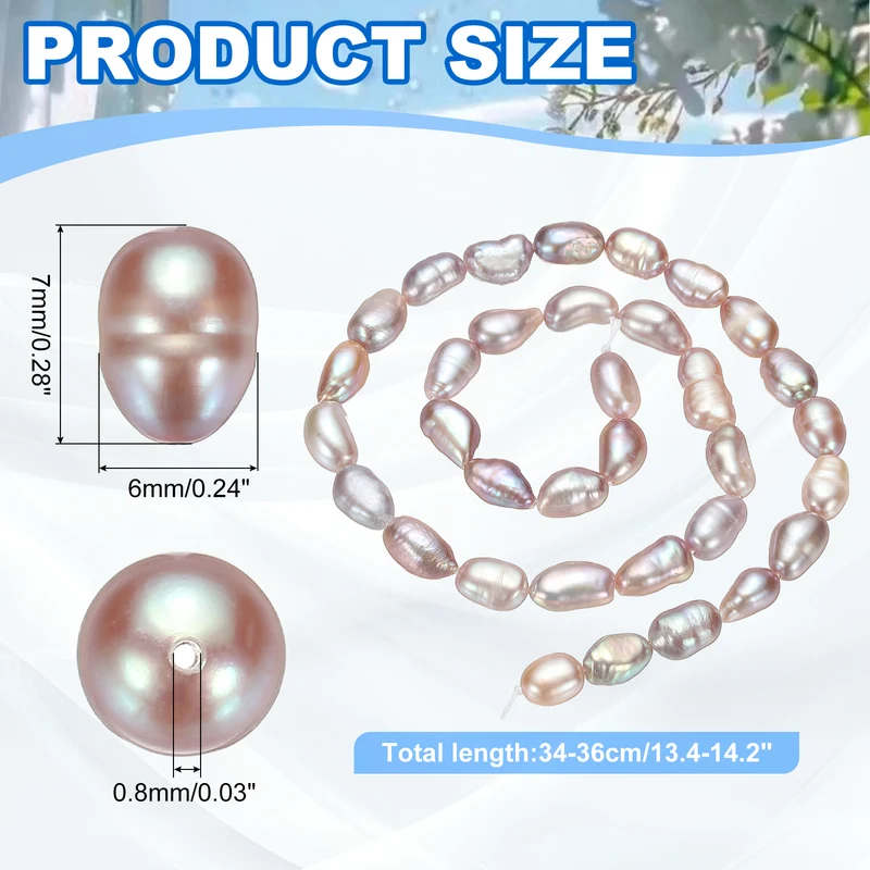 Freshwater Pearl Beads, 6-7mm Straight Hole Pearl String, Purple