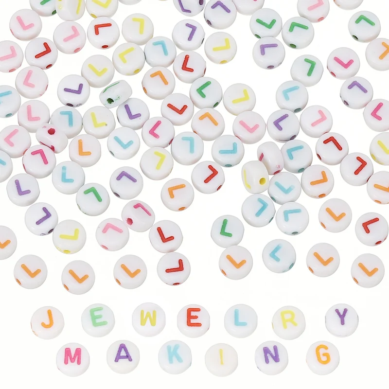 Alphabet Beads, 100 Pcs Rainbow Letter Beads Acrylic Charms, 4x7mm, Letter L