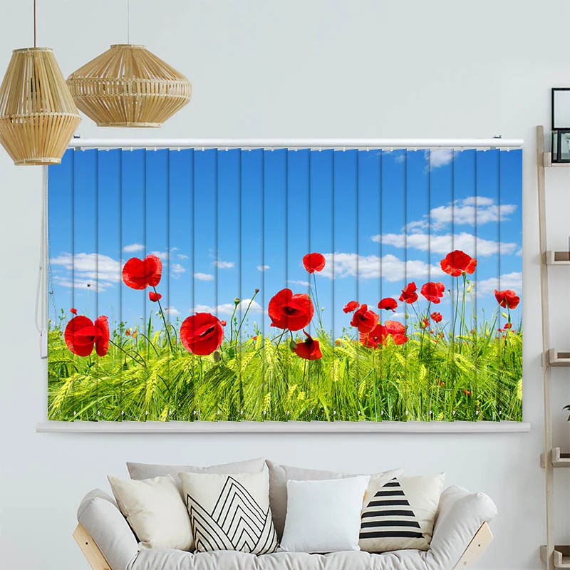 Lamellenvorhang Motiv "Mohnblumen Wiese"