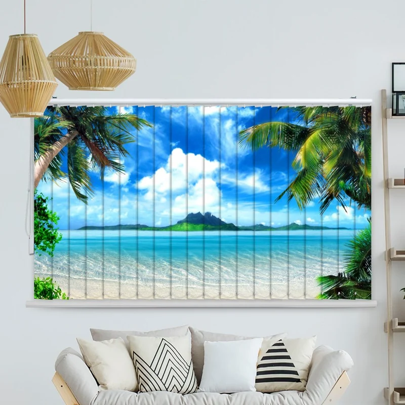 Lamellenvorhang Motiv "Palmen Insel Meer"