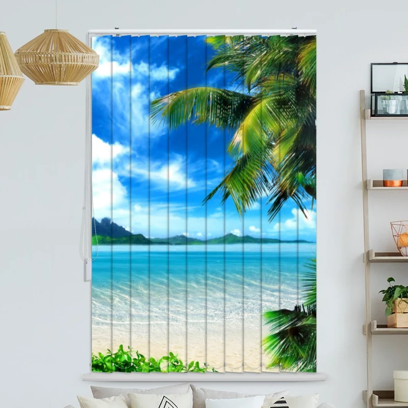 Lamellenvorhang Motiv "Palmen Insel Meer"