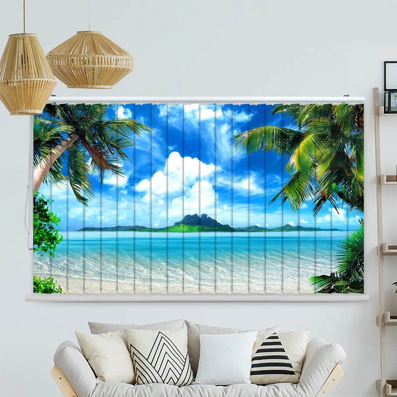 Lamellenvorhang Motiv "Palmen Insel Meer"
