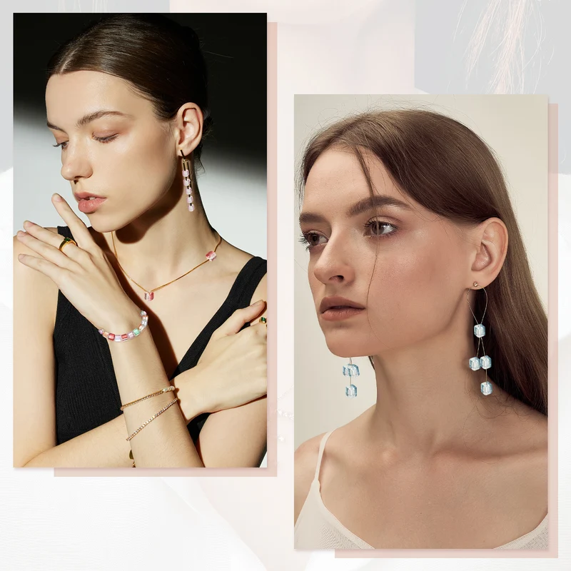 200 Pcs Crystal Cube Beads, 7mm Faceted Square Spacer Beads, White