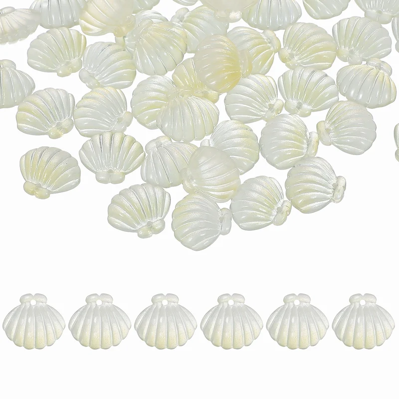 50Pcs Glass Crystal Bead Scallop Shape Beads for Jewelry Making Yellow