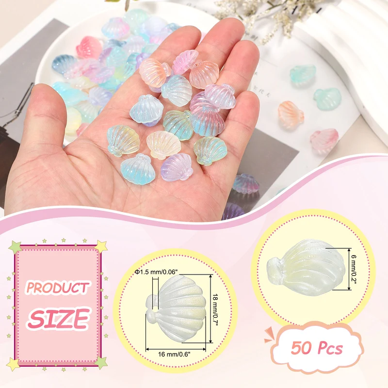50Pcs Glass Crystal Bead Scallop Shape Beads for Jewelry Making Yellow