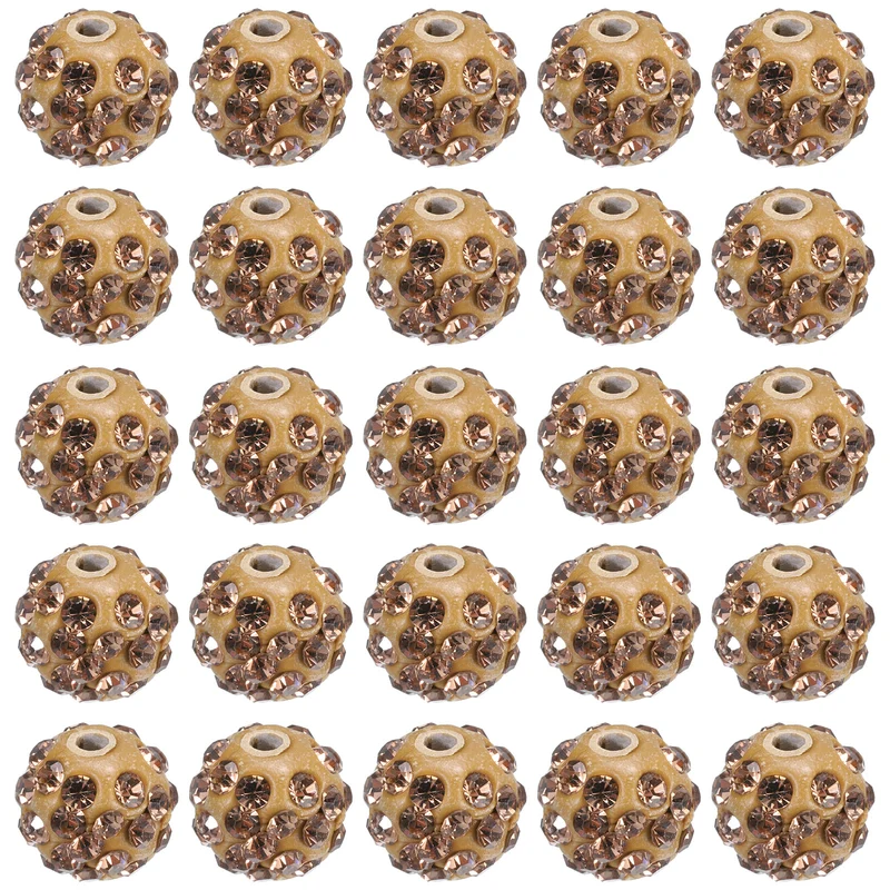 50Pcs 10mm Rhinestone Clay Beads Crystal Disco Bead for DIY Light Coffee
