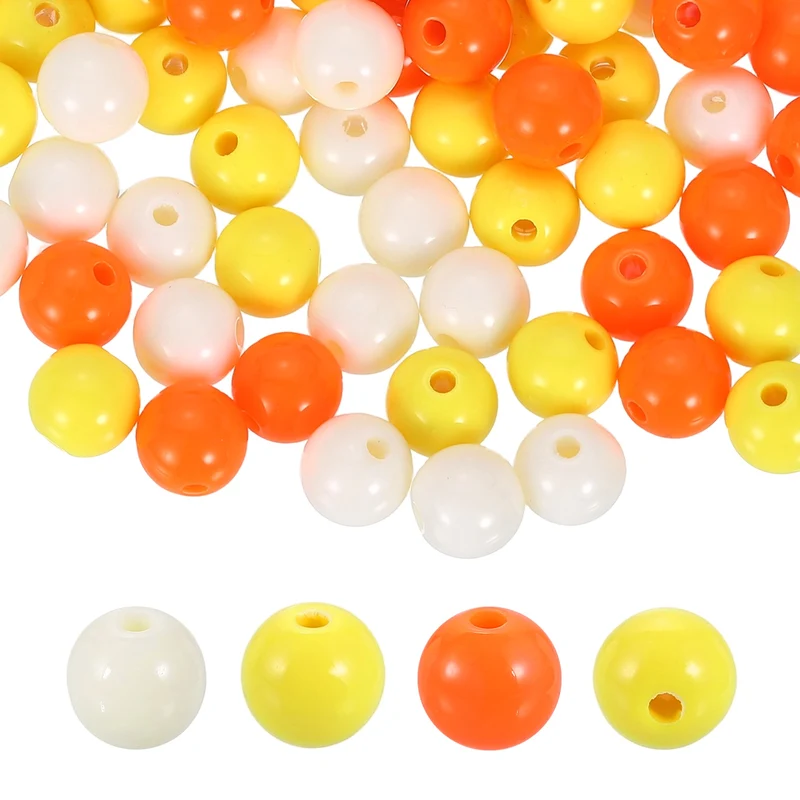 100pcs Cream Yellow Acrylic Round Beads 10mm Plastic Resin Loose Bead