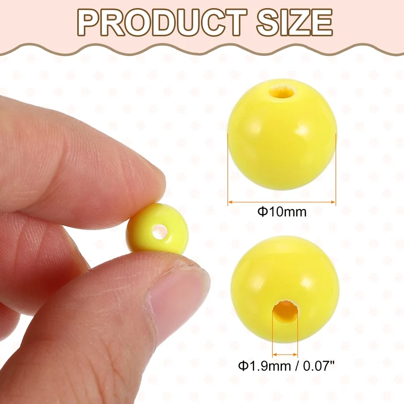 100pcs Cream Yellow Acrylic Round Beads 10mm Plastic Resin Loose Bead