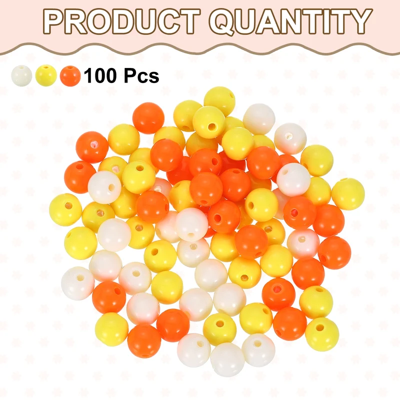 100pcs Cream Yellow Acrylic Round Beads 10mm Plastic Resin Loose Bead