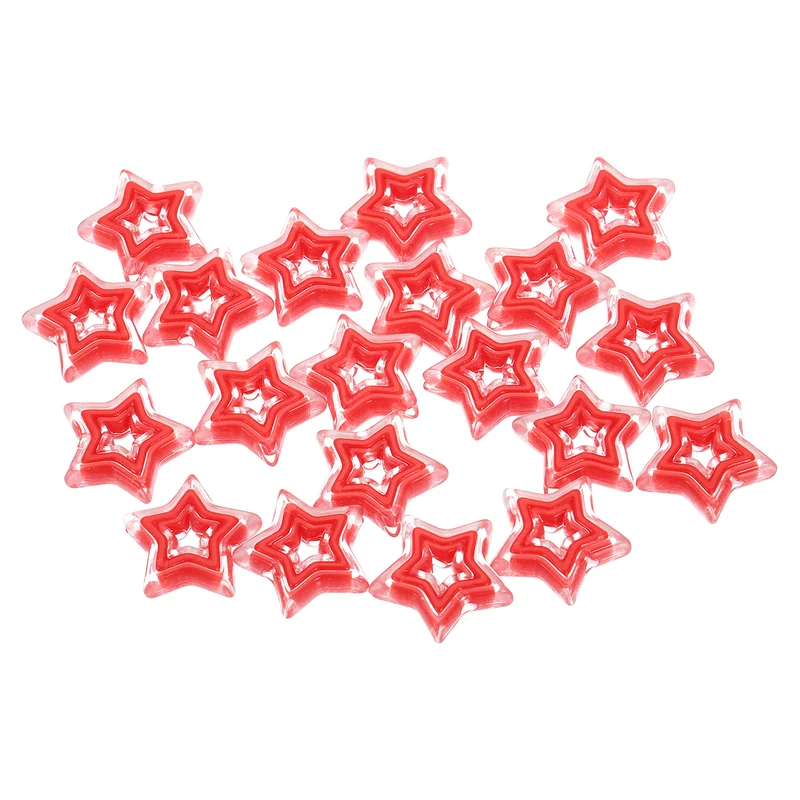 20Pcs Hollow Star Shaped Beads, 22x6mm Acrylic Star Bulk Beads (Red)