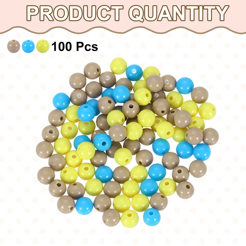 100pcs Light Blue Acrylic Round Beads 8mm Plastic Resin Loose Bead